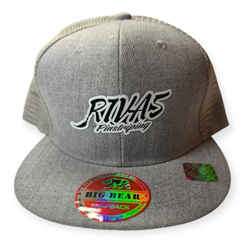 Riva5 Pinstriping Gray Snapback Hat Adjustable Mesh Back Flat Bill OSFM‎ New